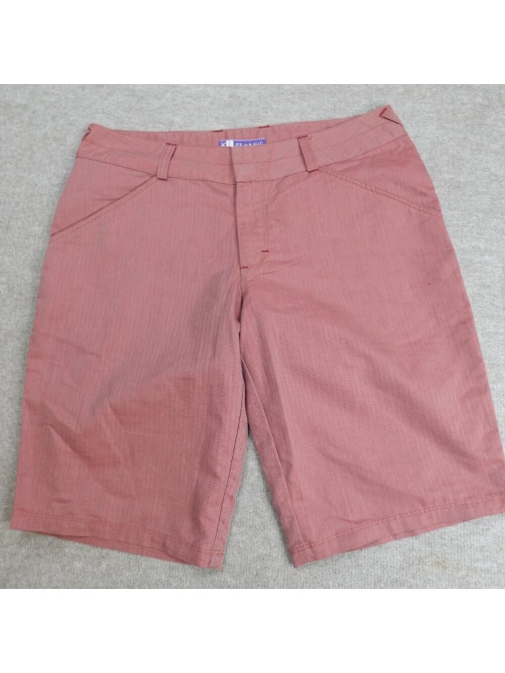 Ibex Womens Shorts 6 Red Herringbone Organic Cotton 10" Hiking
